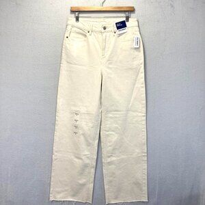 NWT Old Navy Sky-Hi Wide Leg Extra High Rise Jeans Womens 8 Denim Ivory Cream